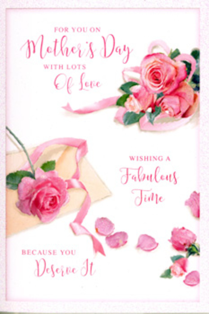 The image portrays a refined Mother's Day card that resembles an artful floral arrangement, much like something thoughtfully composed in a Canonbury flower studio. Pink roses dominate the design, arranged in loose, romantic clusters across a pale, almost creamy white background. Each rose is illustrated or photographed with remarkable attention to detail: the outer petals open wide and soft, while the inner whorls curl tightly, creating a layered rosette effect that suggests both fullness and delicacy. The palette ranges from whisper-soft blush tones to richer, warm pinks, giving the flowers a natural variation reminiscent of a freshly picked bunch from a local garden. Scattered between the clusters, single petals lie gently on the surface, as though they've just fallen, adding an airy, confetti-like feel that hints at celebration and cherished memories. A pastel ribbon weaves around the main bouquet, its satin sheen catching the light in subtle highlights, looping in gentle curves that echo the rounded forms of the roses. Flowing calligraphy, in a warm, slightly darker ink, conveys a loving Mother's Day message, its elegant strokes echoing the curves of the petals and ribbon. The light across the card is soft and even, creating a tranquil atmosphere that feels like early spring sunlight drifting through Canonbury's leafy streets. The entire composition balances grace and warmth, suggesting the kind of tender, considered gesture that pairs beautifully with a hand-delivered bouquet or a same-day flower surprise arranged for a mother in Canonbury and the surrounding Islington neighbourhoods.
