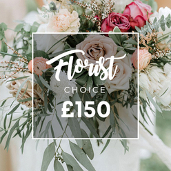 With a contemporary, gallery-like presence, this hand-tied bouquet speaks with Canonbury confidence. A refined blend of large garden roses-cream, ivory, and pale blush-meets soft peach ranunculus and hints of dusty rose, all set against deeper fuchsia and burgundy accents. The arrangement is punctuated by white chrysanthemums' crisp petals and airy gypsophila-like fillers, their lightness balancing the bouquet's weight. Silvery-green eucalyptus and darker, long-stemmed foliage thread through the stems, creating movement and texture that feel both modern and natural. The overall mood is elegant, intimate, and youthful-the sort of design you might gift for a birthday, anniversary, or new home in Islington's Canonbury precinct, especially along Upper Street, Newington Green, or Essex Road. A white square frame sits central on the image, attracting attention to the title 'Florist' in a flowing script, while 'CHOICE' appears in straightforward uppercase beneath. The price '?150' is rendered in bold numerals, indicating a thoughtfully curated arrangement offered at a clear value. The blurred background hints at a soft daylight studio, or a sunlit window, keeping the bouquet's colours, textures, and curved stems as the star. Canonbury delivery ensures freshness and same-day options to nearby streets and communities, making this bouquet perfect for a spontaneous celebration or a heartfelt gift.