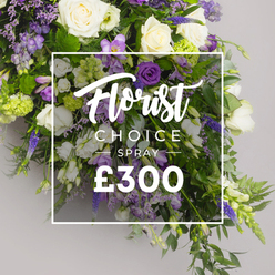 From Canonbury Flowers, this Florist Choice Spray is a gentle, comforting creation designed for solemn moments in our community. Shown in a bright studio with a neutral backdrop, the spray carries a quiet, respectful charm. Ivory-white roses lead the arrangement, their blooms velvety and pure, supported by white lisianthus and slender freesias that add a delicate, uplifting glow. Subtle purple accents-deep lisianthus, lavender-toned eustoma and freesias-rise among lush greens, while the greenery frames the bouquet with an air of calm resilience. The palette, restrained yet soulful, speaks of sympathy and grace. Greenery ranges from ferny fronds to glossy leaves, with light-green viburnum clusters dotted throughout, lending freshness and movement. The result is a balanced, elongated spray that feels heartfelt and anchored, suitable for honouring a loved one at a funeral or as a quiet tribute in a sanctuary or private home along Canonbury Grove or Islington's streets. The image captures not just flowers, but an act of care-a floral vigil shaped by skilled hands and a listening heart. Centered within a crisp white rectangular overlay, the labeling reads Florist CHOICE SPRAY in elegant script, with CHOICE SPRAY in bold uppercase and the price ?300 in large white numerals beneath. The presentation signals the florist's confidence in seasonal sourcing and craftsman-like attention to detail, offering a dignified selection for those seeking sympathy flowers delivered with discretion from Canonbury Flowers. Canonbury Flowers provides dependable delivery across Canonbury, Islington, and nearby communities, ensuring this meaningful spray reaches its destination with gentle care. It stands as a local tribute-an arrangement that honours memory while maintaining quiet grace, perfect for funeral services, memorials, or solemn gatherings near Upper Street, attending shops and cafés of the Canonbury neighbourhood.